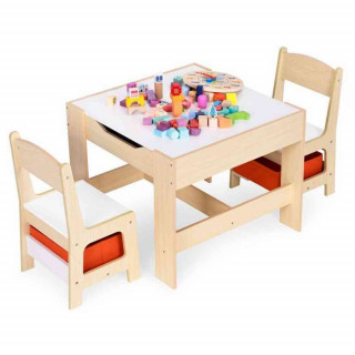 DEČIJI SET STO I 2 STOLICE SA TABLOM ZA PISANJE WOOD ECOTOYS 