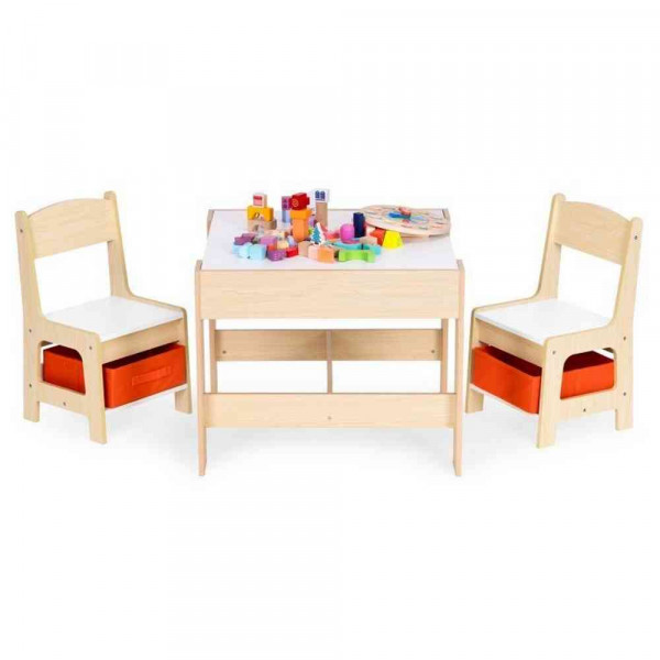 DEČIJI SET STO I 2 STOLICE SA TABLOM ZA PISANJE WOOD ECOTOYS 