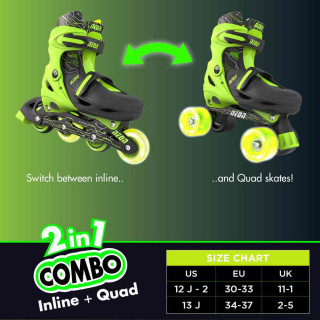 YVOLUTION NEON COMBO ROLERI SIZE 30-33 ZELENI 4L/13L/16L CL 4PK