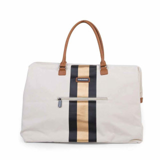 CHILDHOME MOMMY BAG BIG, RUCNA TORBA OFF WHITE STRIPES BLACK/GOLD
