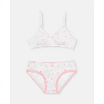 BLUKIDS BRUSHALTER I GACICE SET BRA + SLIP PINK/WHITE 