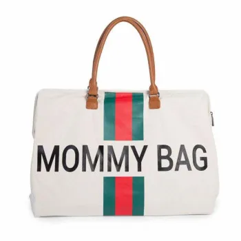 CHILDHOME MOMMY BAG BIG, RUCNA TORBA OFF WHITE STRIPES RED/GREEN 