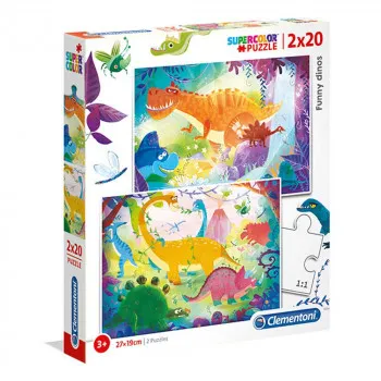 CLEMENTONI PUZZLE 2X20 FUNNY DINOS 