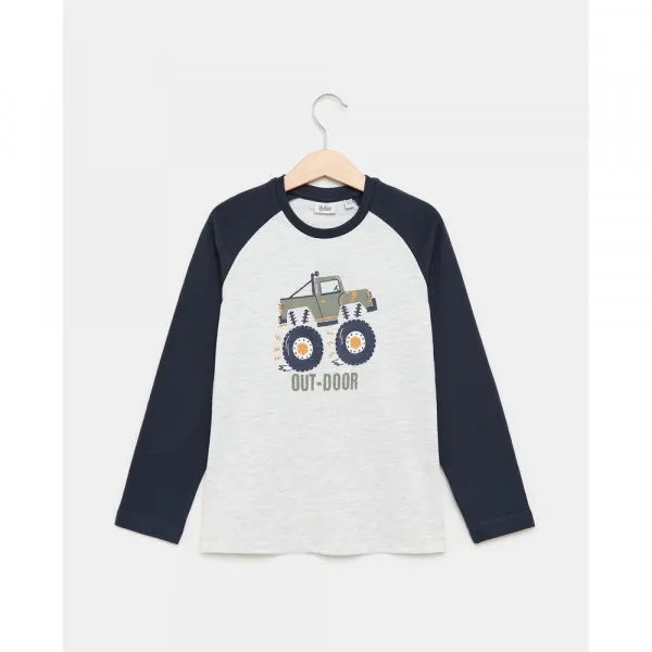 BLUKIDS MAJICA DUG RUKAV LIGHT GREY MELANGE