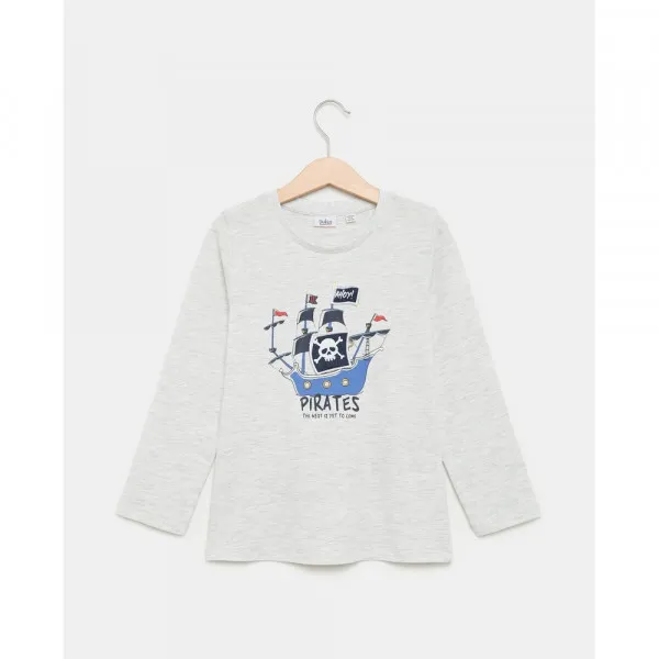 BLUKIDS MAJICA DUG RUKAV LIGHT GREY MELANGE