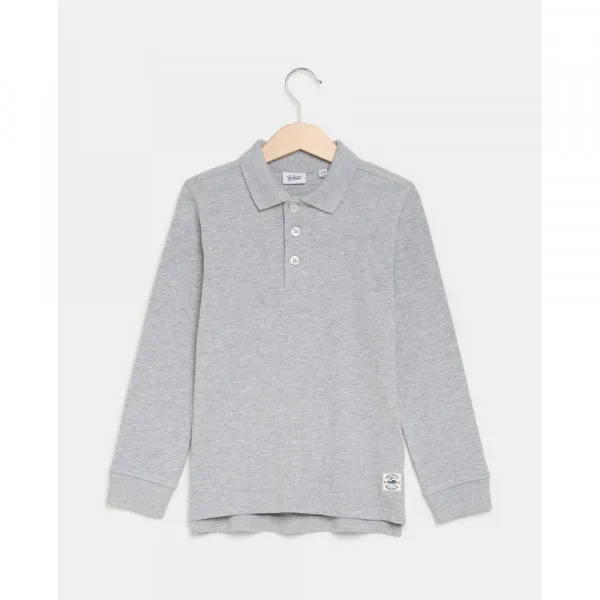 BLUKIDS MAJICA POLO DUG RUKAV MEDIUM GREY MELANGE