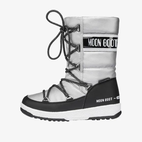 MOON BOOT JR GIRL QUILTED SILVER/BLACK 