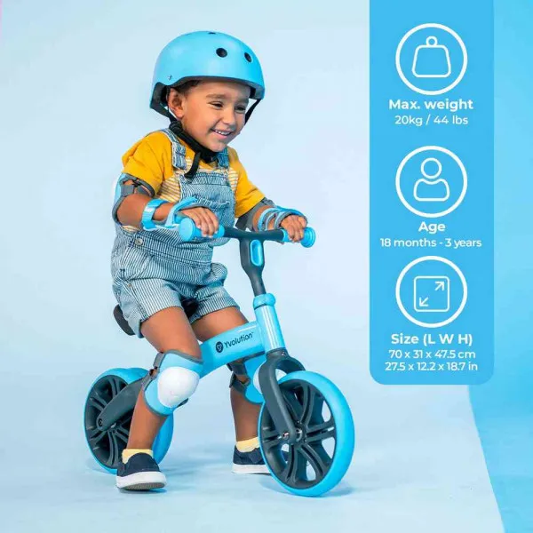 YVOLUTION VELO JUNIOR BALANS BICIKL PLAVI 4L/13L/16L CL 2PK