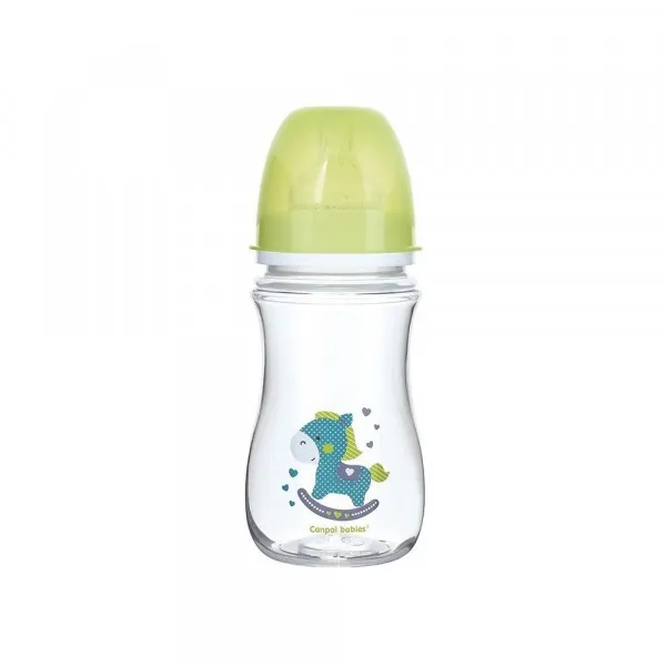 CANPOL BABY FLASICA 240ML SIROKI VRAT, ANTIKOLIK - EASY START- TOYS GREEN HORSE 