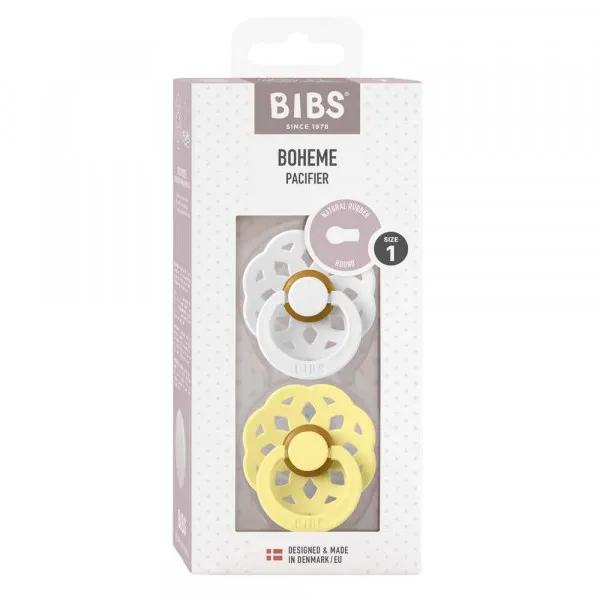 BIBS VARALICA KAUCUK BOHEME WHITE & SUNSHINE 0-6M