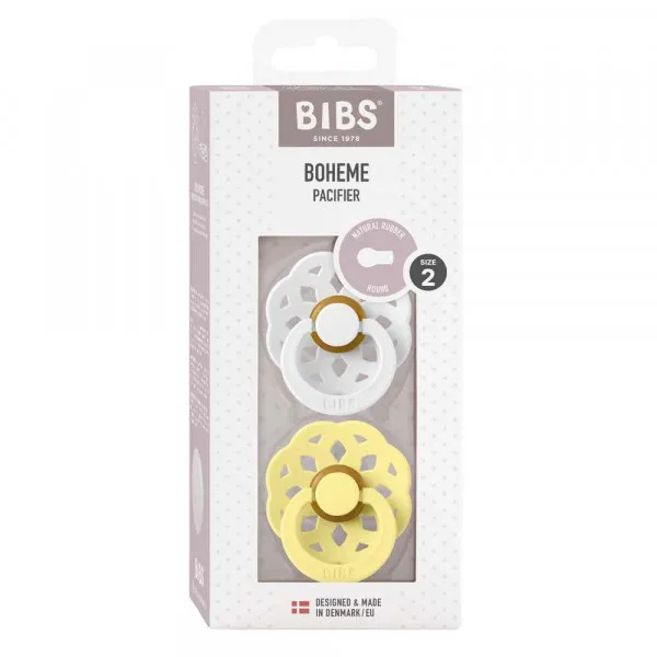 BIBS VARALICA KAUCUK BOHEME WHITE & SUNSHINE 6-18M