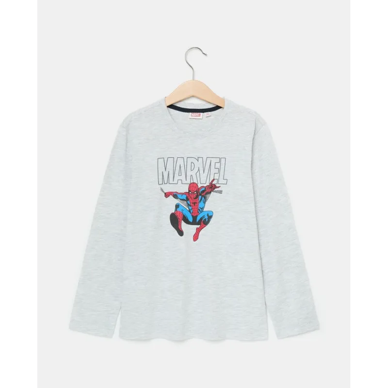 BLUKIDS MAJICA DUG RUKAV SPIDERMAN LIGHT GREY MELANGE