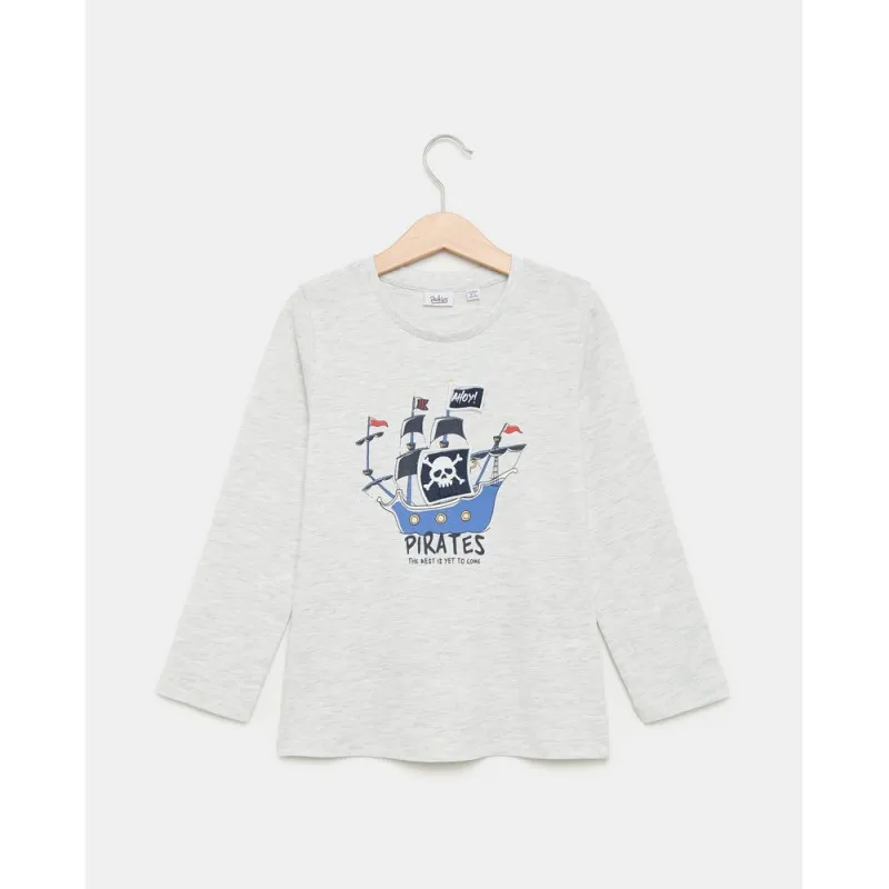 BLUKIDS MAJICA DUG RUKAV LIGHT GREY MELANGE