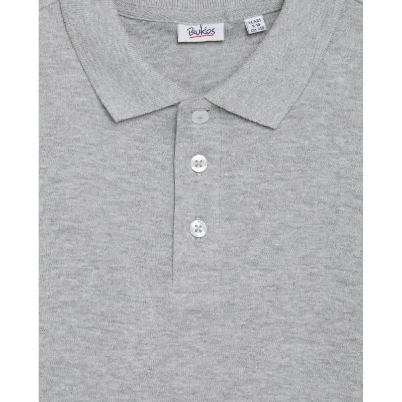 BLUKIDS MAJICA POLO DUG RUKAV MEDIUM GREY MELANGE