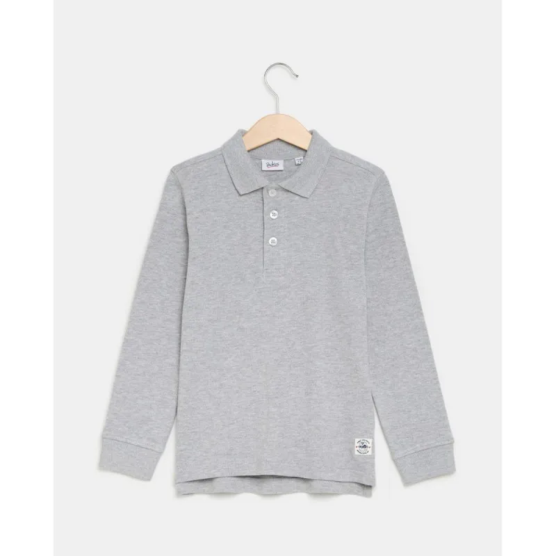 BLUKIDS MAJICA POLO DUG RUKAV MEDIUM GREY MELANGE
