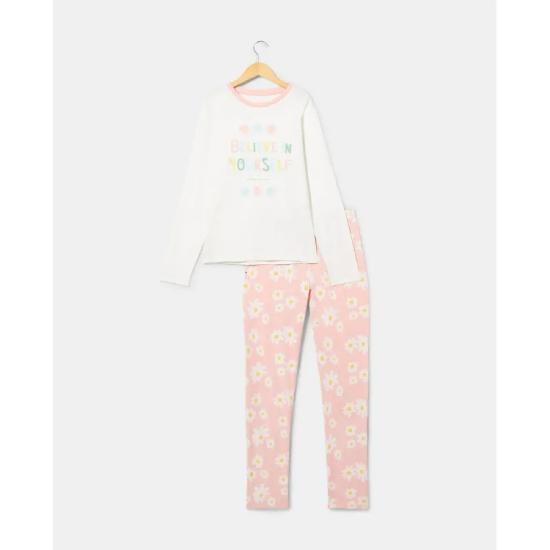 BLUKIDS PIDZAMA OFF-WHITE/PINK