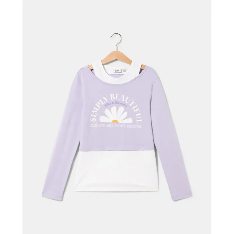 BLUKIDS MAJICA DUG RUKAV PURPLE HEATHER