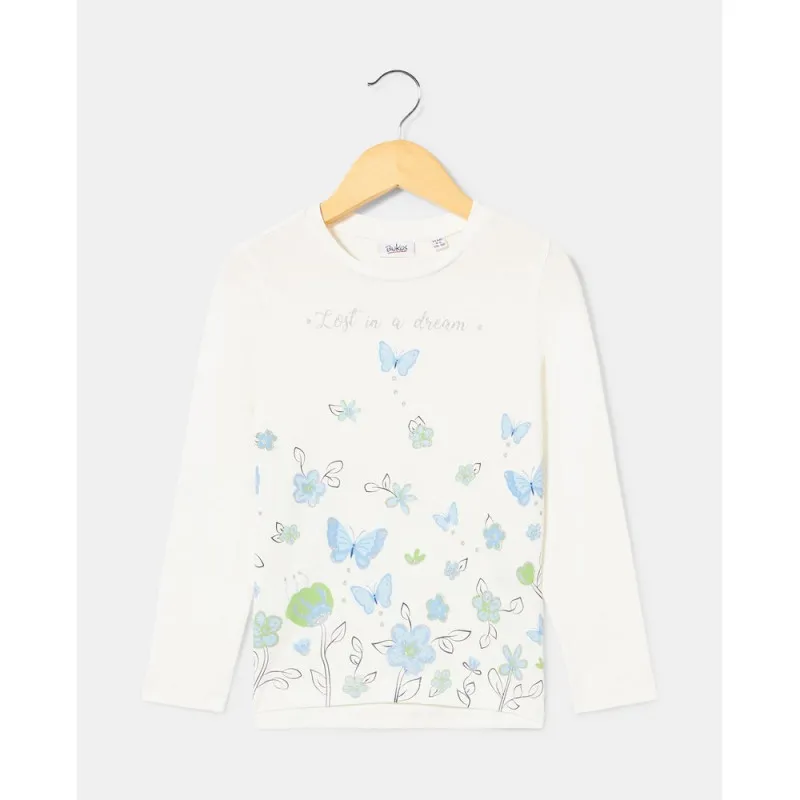 BLUKIDS MAJICA DUG RUKAV WHITE/LT BLUE