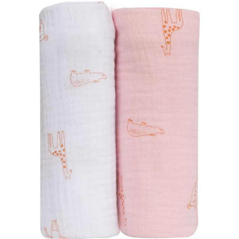 BUBABA TETRA PELENE MUSLIN ORGANIC 2 KOM ROZE I BELE