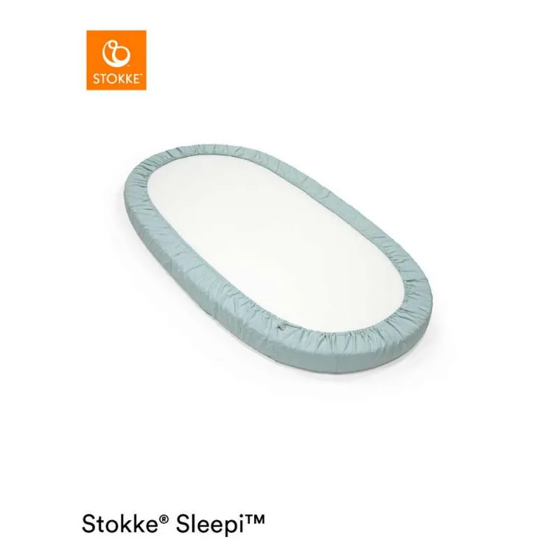 STOKKE CARSAV SLEEPI V3 BED FITTED SHEET DOTS SAGE 