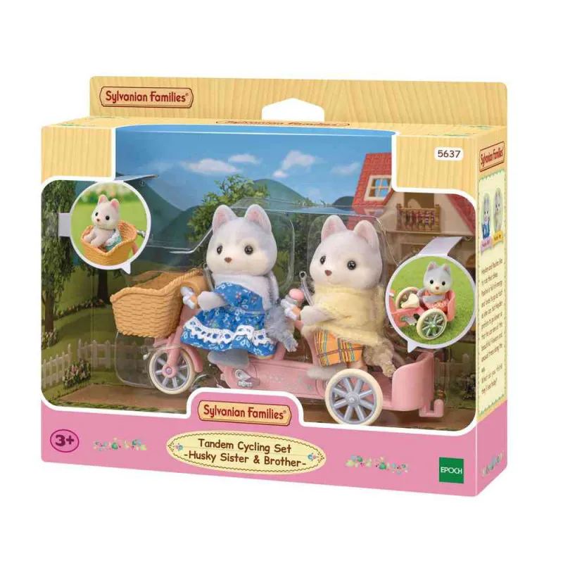 SYLVANIAN TANDEM CYCLING SET -HUSKY SISTER & BROTHER-