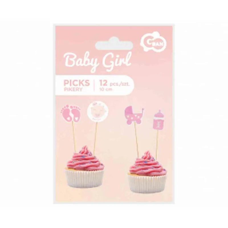 DEKORATINE STAPICI BABY GIRL PINK 10CM 12KOM