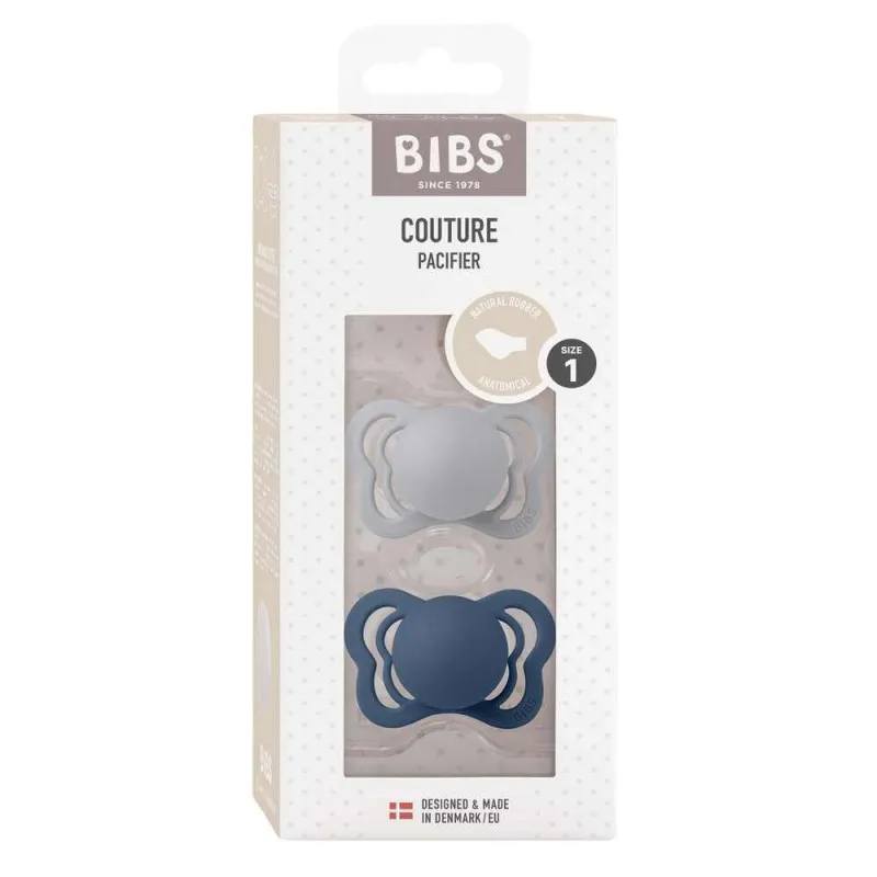 BIBS VARALICA KAUCUK COUTURE ANATOMICAL CLOUD & STEEL BLUE 0-6M