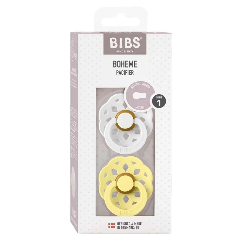 BIBS VARALICA KAUCUK BOHEME WHITE & SUNSHINE 0-6M
