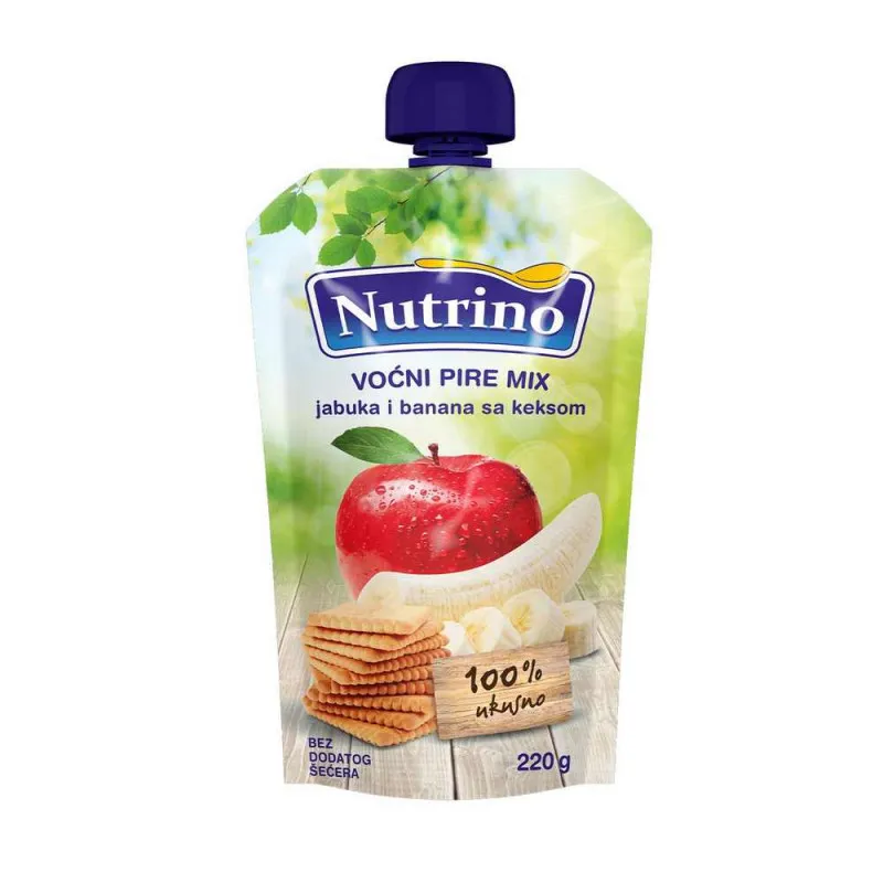 NUTRINO POUCH MIX JABUKA I BANANA SA KEKSOM 220G