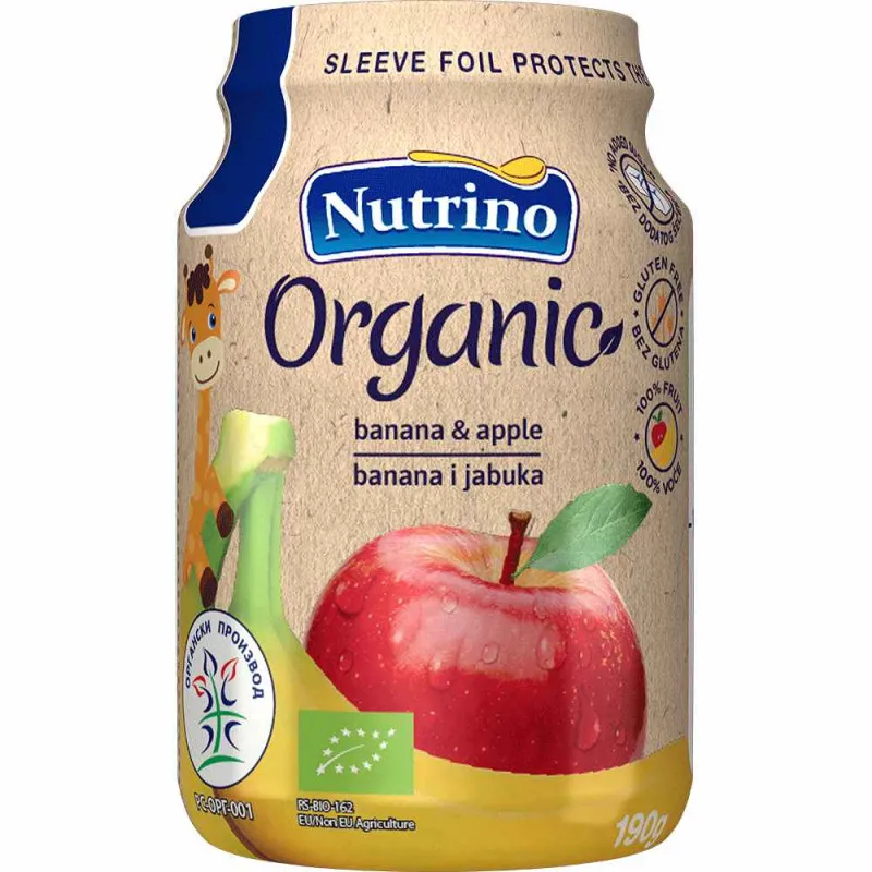 NUTRINO ORGANSKA KASICA BANANA JABUKA 190G